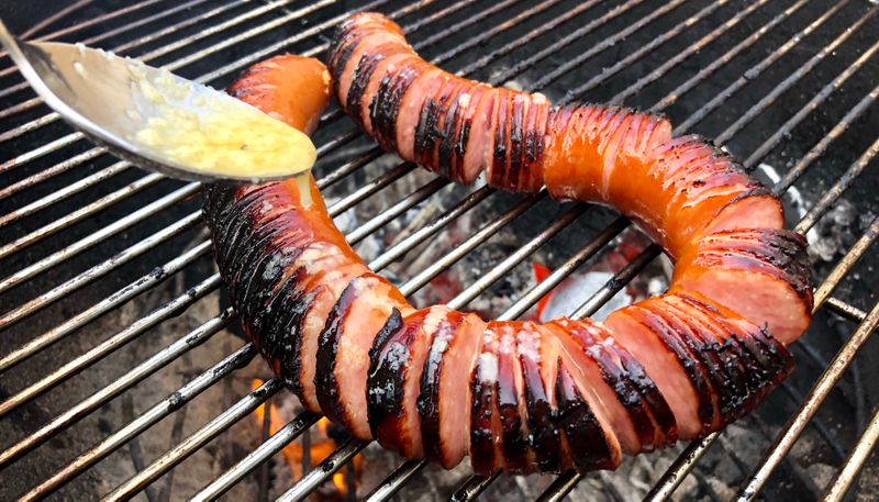 Illustration for article titled Hasselback Kielbasa makes you proud to be an American